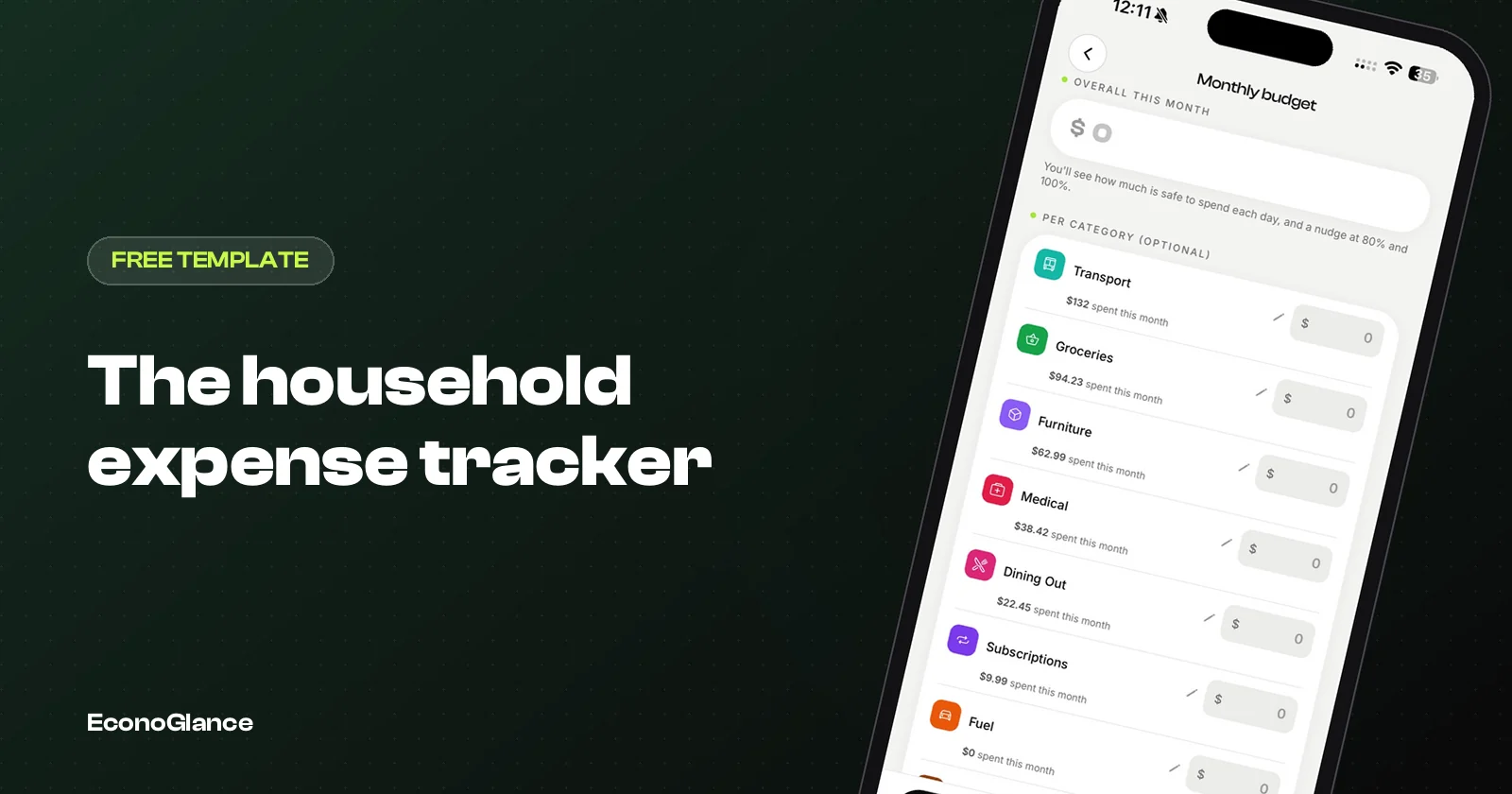 Monthly Household Expense Tracker Template